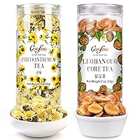 Goofoo Dried Herbal Tea Set of 2, Dried Gongju Chrysanthemum Buds and Luohanguo Tea 罗汉果, Total 4 oz, Best Gift
