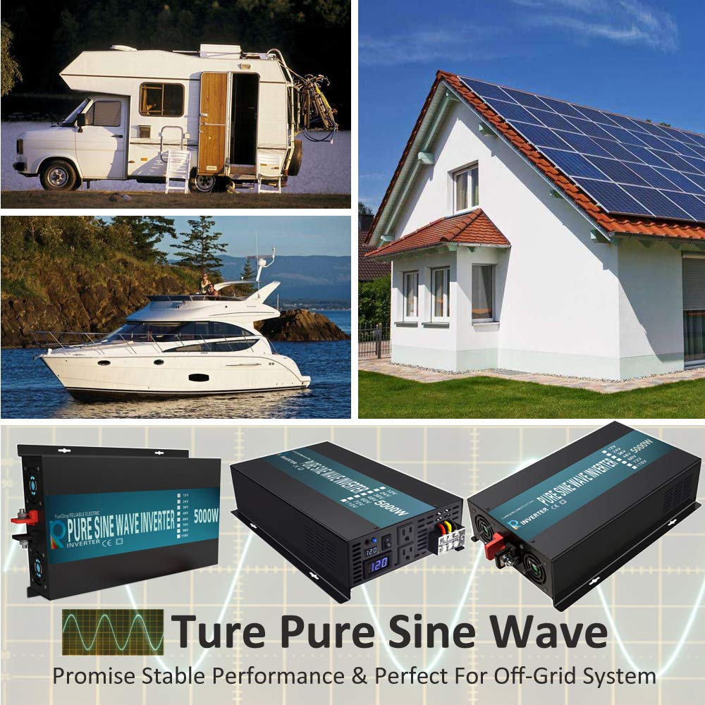 WZRELB Pure Sine Wave 5000W 24V Power Inverter DC to AC Power - Solar, RV