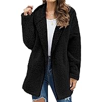 Fleece Jacket Women,2023 Winter Fashion Hooded Jacket Loose Fit Plush Fuzzy Teddy Warm Coat with Pockets