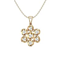 Certified 18K Gold Joint Pendant in Round Natural Diamond (0.25 ct) with White/Yellow/Rose Gold Chain Engagement Necklace for Women