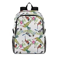ALAZA Green Leaves Flowers Colorful Birds Butterfly Lightweight Packable Foldable Travel Backpack