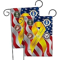 Support Our Troops Freedom Garden Flag - 2pcs Pack Armed Forces Military Service All Branches Honor United State American Veteran Official - House Banner Small Yard Gift Double-Sided 13 X 18.5