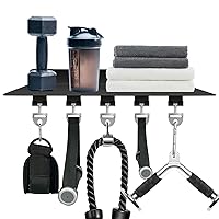 fit for Tonal Accessories Shelf Organizer Gym Storage Rack Wall Shelves with Hooks, Floating Shelves Black Gym Equipment Storage Wall Decor for Home Gym T Lock Adapter Organizing