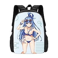 Anime Konosuba Aqua Backpack Unisex Large Capacity Knapsack Casual Travel Daypack Adjustable Bags