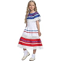 YZXDORWJ Mexican Dress for Girls Traditional Fiesta Dress Colorful Themed Dress Cinco de Mayo Party Dress