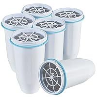 ZR-017 Water Filter Replacement for Water Pitchers and Dispensers, Advanced 6-Stage Filter to Remove 99.9% Lead, Chlorine, Fluoride, Heavy Metals, BPA Free (6 pack)