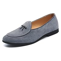 Loafers Slip On Suede Dress Causal Driving Shoes for Men Smoking Slipper Black Ivory Grey