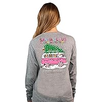 Simply Southern | Santa Claus is Coming to Town | Preppy and Stylish Women’s Heather Gray Relaxed-Fit Long Sleeve T-Shirt