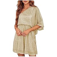 Firzero Sequin Dress Women Sexy Sparkly Backless Tie Glitter Bodycon Dress Long Sleeve Mini Party Dresses Night Out Dresses