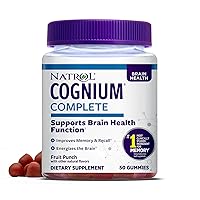 Natrol Cognium Complete Gummies, Brain Health Support, Improves Memory & Clarity, Fruit Punch Flavored Dietary Supplement, Drug Free, 100mg, 50 Gummies
