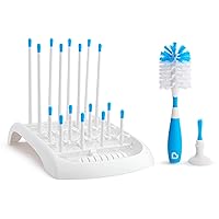 Munchkin® Baby Bottle and Sippy Cup Cleaning Set, Includes Countertop Drying Rack and Bristle Bottle Brush, Blue