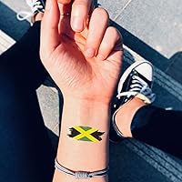Jamaican Flag Temporary Tattoo Sticker (Set of 4) - OhMyTat