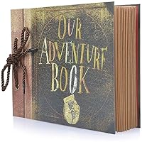 Scrapbook Photo Album Our Adventure Book - DIY Handmade Album Scrapbook Movie Up Travel Scrapbook for Anniversary, Wedding, Travelling, Baby Shower, etc (Travel Scrapbook)