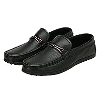 Men's Genuine Leather Shoes Flat Comfortable Loafers Striped Decoration