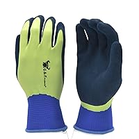 G & F Products G & F 1536M-6 Aqua Gardening Men's Gloves with Double Microfoam Latex Water Resistant Palm, Medium, 6 Pair Pack , Green