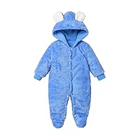 Yccutest Newborn Baby Girl Boy Outfits Long Sleeve Plush Hooded Romper Footies Jumpsuit Toddler Fall Winter Clothes