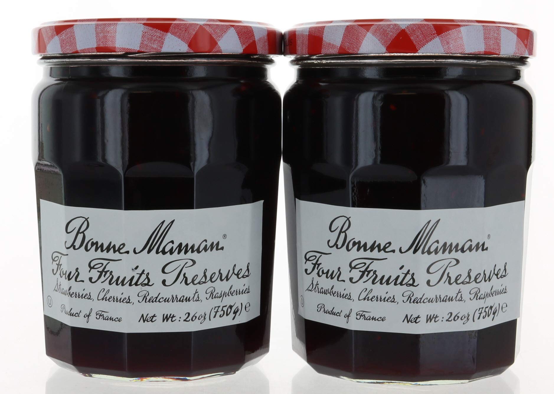 Pack of 2 Bonne Maman Four Fruits Preserves 26 oz, Strawberries, Cherries, Redcurrants & Raspberries, No Preservatives, No High Fructose Corn Syrup...