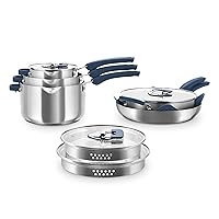 Zakarian by Dash TruPro™ 10 Piece Nonstick Stainless Steel Cookware Set with Straining Lids- Blue