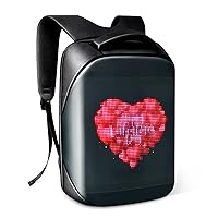 Laptop Backpack with LED Display, DIY Fashion Backpack, Waterproof Shoulder Travel Backpack, Gift for Men Women Fits 15.6 Inch Laptop (Black)