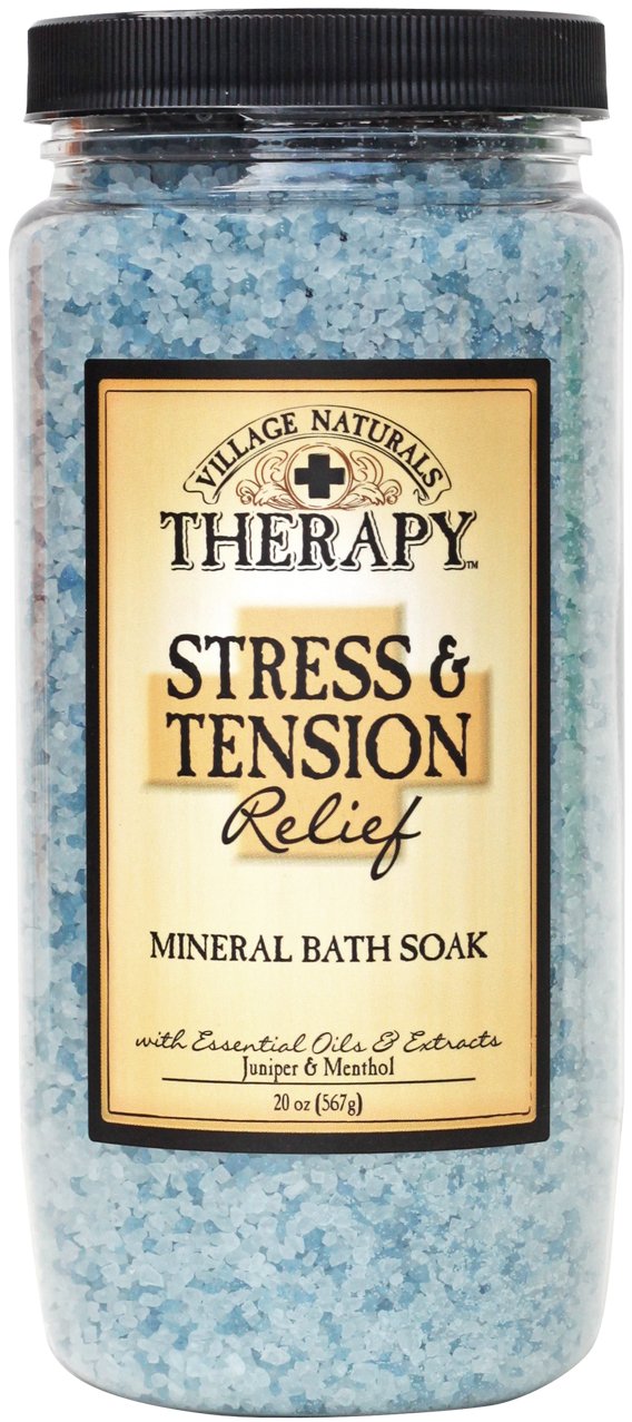 Village Naturals Mineral Bath Salts Soak, Relief for Joint and Muscle Pain Combining Epsom Salts, Juniper, Orange and Menthol Essential Oils and Extracts, 20 ounces
