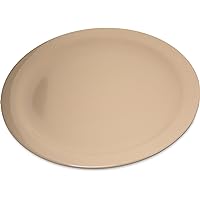 Carlisle FoodService Products Dallas Ware Reusable Plastic Plate with Rim for Buffets, Home, and Restaurants, Melamine, 10.25 Inches, Tan, (Pack of 48)