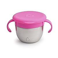 Munchkin® Snack+™ Stainless Steel Snack Catcher Cup with Lid, 9 Ounce, Pink, 1 Pack