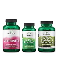 Swanson Cleanse Bundle: Cranberry Supplement - Kidney Essentials - Milk Thistle, Dandelion and Yellow Dock
