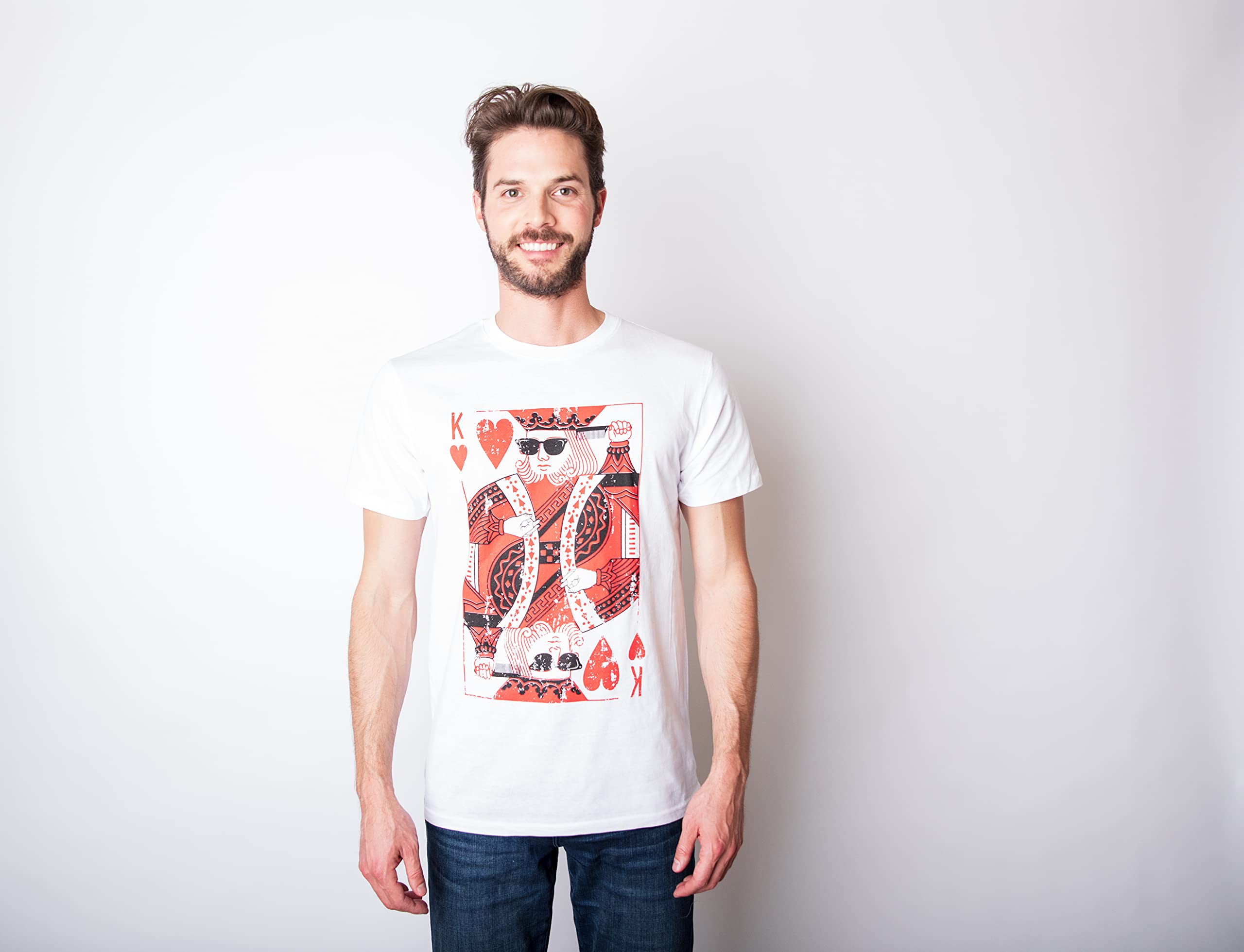 Mens King of Hearts T Shirt Cool Vintage Graphic Novelty Retro Tee for Guys