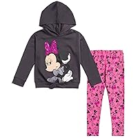 Disney Minnie Mouse Girls Sequin Pullover Fleece Hoodie Leggings Outfit Set Toddler to Big Kid