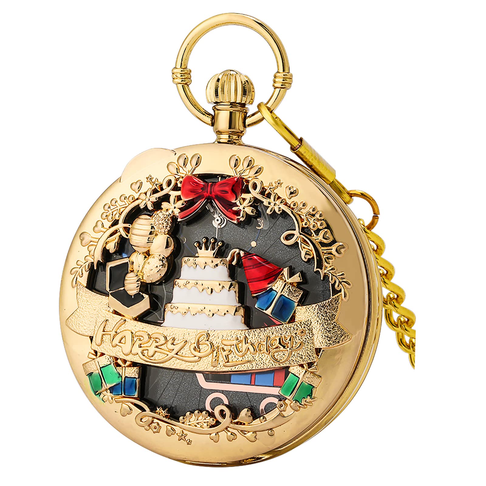 FUNGORGT Musical Pocket Watch Hand Crank Music Quartz Pocket Watch Unique Fob Playing Music Pocket Watch Dad Gifts for Birthday Christmas Gifts