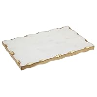 Godinger White Marble Serving Tray, Charcuterie Platter Cheese Board with Gold Trim