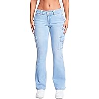YMI Women's Low Rise Cargo Flare Jean
