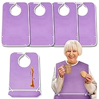 4 Pack Terry Cloth Adult Bibs with Crumb Catcher, Washable Adjustable Adult Bibs for Unisex Men Women Elderly Seniors