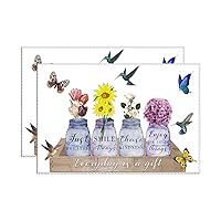 Placemats Oxford Fabric Placemats for Dining Table Everyday is A Gift Hummingbird Butterfly Floral Kitchen Placemat 30x45 Cm Spring Placemats Set of 4 Washable Durable Elegant Table Mats for Dining