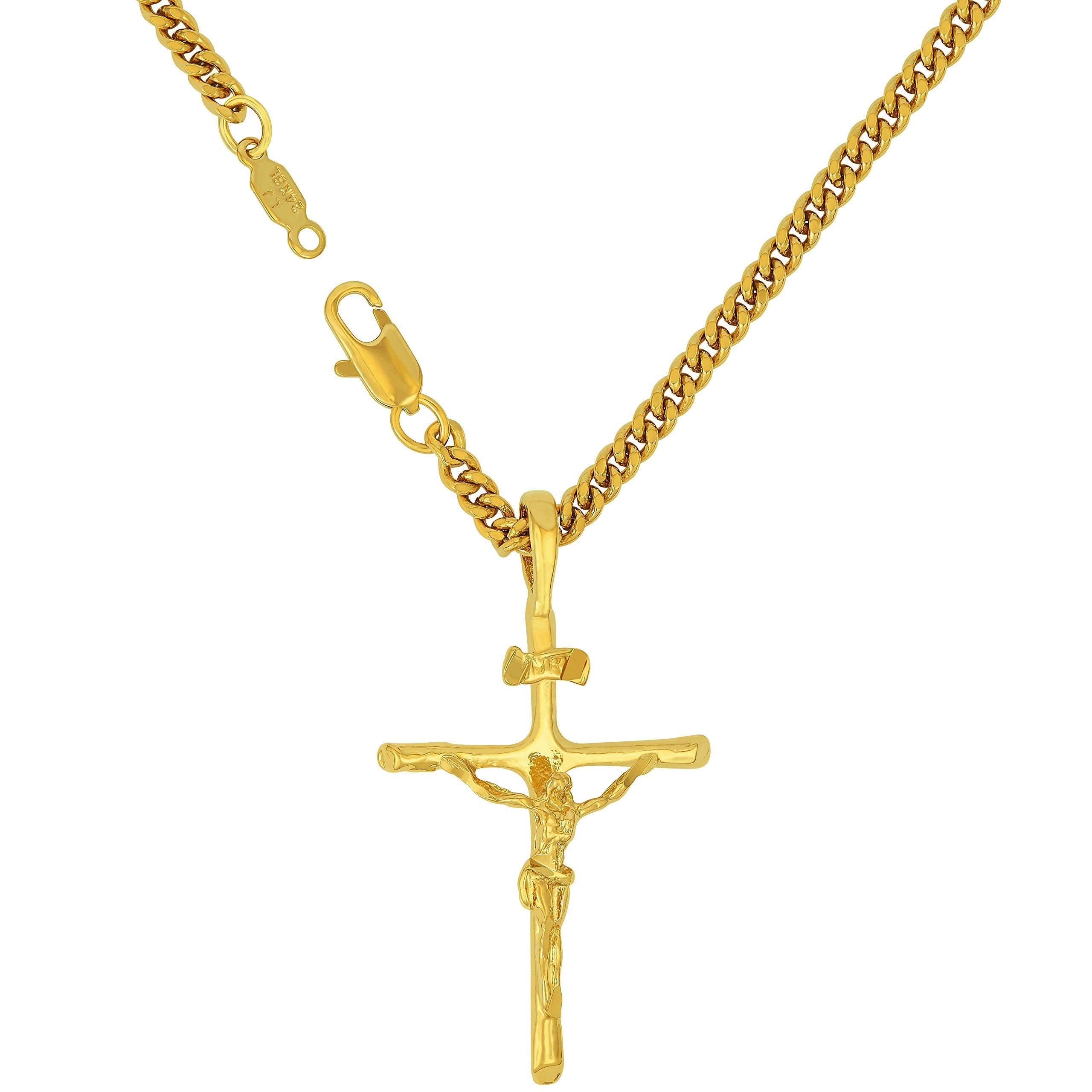 LIFETIME JEWELRY Classic Cross Necklace for Men & Women 24k Real Gold Plated