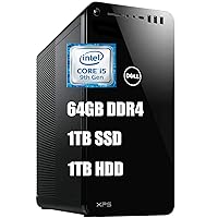 Dell XPS 8930 Flagship Desktop Computer 9th Gen Intel Hexa-Core i5-9400 (Beats i7-7700HQ) 64GB DDR4 1TB SSD 1TB HDD USB-C Keyboard Mouse MaxxAudio WiFi Win 10 (Renewed)