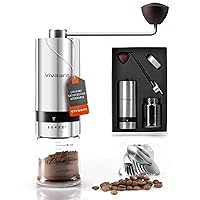 Manual Coffee Grinder — Hand Coffee Grinder with Adjustable Dragon Tooth Stainless Steel Conical Burr, No-Power, Manual Coffee Grinder for Drip Coffee, Espresso, French Press, and More!