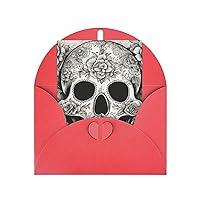 BREAUX Mexican Skull Print Greeting Card, Blank Card With Envelope, Birthday Card, 4 X 6 Inches