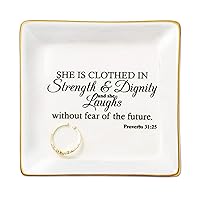 JoycuFF Inspirational Christian Gifts for Women Religious Gifts Ring Trinket Dish Encouragement Birthday Christmas Gifts for Daughter Sister Friend Daughter Home Decor