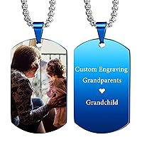 Custom Dog Tag Pendant Necklace Engraving Date/Text/Pictures Stainless Steel Personalized Necklace for Men Women Mens Womens Bundle with Adjustable Chain, Keychain, Silencer