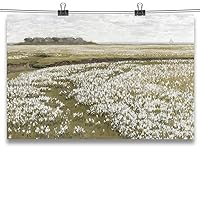 Htdsks Green Lawn And White Flower Sea Of Flowers Canvas Wall Art Spring Meadow Landscape Country Field Posters Classical Scenery Prints Painting For Home Bedroom Dorm Wall Decor 24x36in Unframed