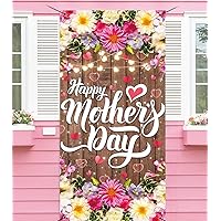 3x6ft Mother's Day Floral Wood Door Cover Pink Thanks Mum Glitter Love Heart Door Cover Banner Love Mom Rustic Flower Wooden Outdoor Yard Porch Sign Decor