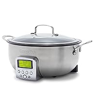 GreenPan Stainless Steel Elite Essential Smart Electric 6QT Skillet Pot,Sear Saute Stir-Fry and Cook Rice, Healthy Ceramic Nonstick and Dishwasher Safe Parts, Easy-to-use LED Display, PFAS-Free