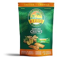 Reed's All Natural Ginger Chews Chewy Ginger Candy - Sweet & Spicy Individually Wrapped Candy For Snacking, Upset Stomach & Morning Sickness - Vegan Snacks (3oz Bag, Pack of 3)