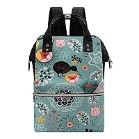 Floral with Birds Diaper Bag Backpack Travel Waterproof Mommy Bag Nappy Daypack