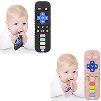 USLAI Baby Teether Toys, 2PCS Teething Toys for Babies 𝟑 𝟔 𝟏𝟐 𝟏𝟖 𝐌𝐨𝐧𝐭𝐡𝐬, TV Remote Control Shape Teething Relief Baby Toys, BPA Free Silicone Sensory Chew Toys