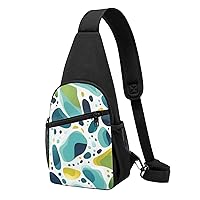 Sling Bag Crossbody for Women Fanny Pack Green Irregular Pattern Chest Bag Daypack for Hiking Travel Waist Bag