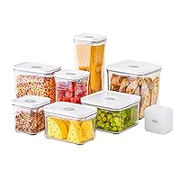 Premium Airtight Food Storage Containers Mega 8P/Set. 7pcs Container and Vacuum Sealer. Smart One-Click Seal Lid, Patented Double Silicone Lining, 100% Leak Proof, BPA-FREE