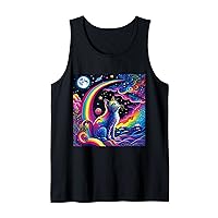 Vincent Van Gogh Starry Night Colorful 90s Girl Style Cat Tank Top