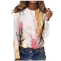XHRBSI Women's Fashion Casual Long Sleeve Print Round Neck Pullover Top Blouse Shirts for Family